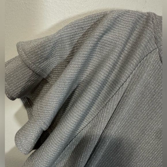 GAP Silver Metallic Shimmer Ruffle Sleeve Blouse Size XXL - Picture 4 of 6
